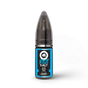 Bottle of Blue Burst Riot Squad Punx Nic Salts featuring vivid blue and electric magenta packaging, dynamic burst graphics suggestive of flavor impact, bold ‘Punx’ branding, designed for nicotine salt vape devices.